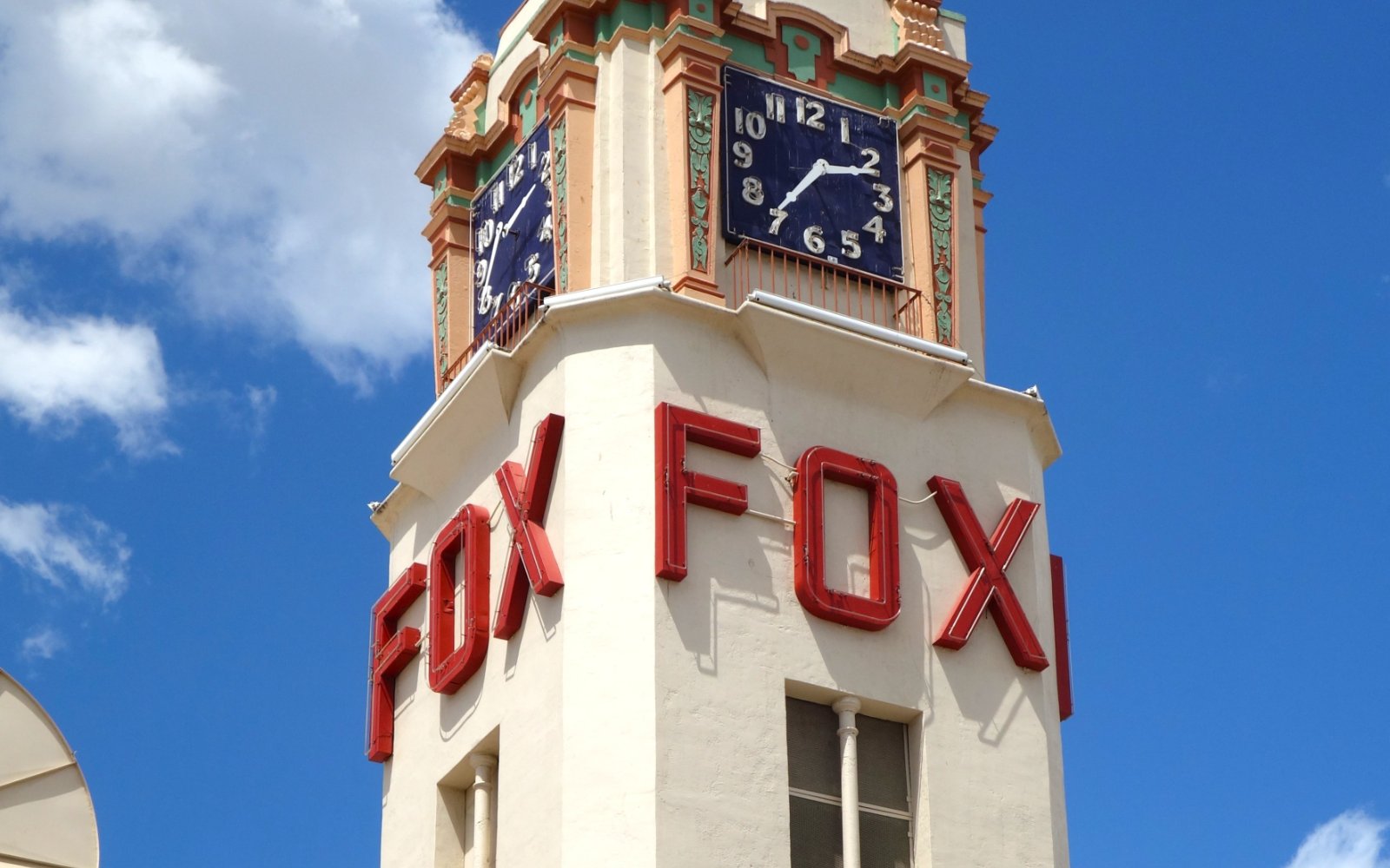 Fox Theater sign in downtown Bakersfield, California, where Halo plans curb and building access