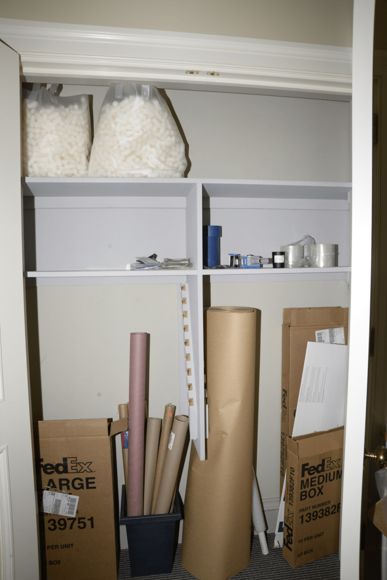 Cardboard boxes, bubble wrap and paper ready for packing shoes